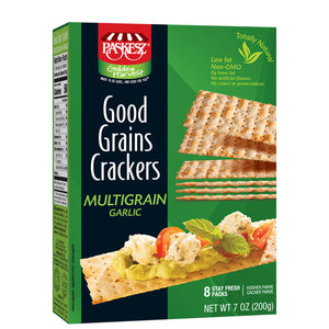 PASKESZ GOOD GRAIN CRACKERS MULTIGRAIN GARLIC 207GR X 12