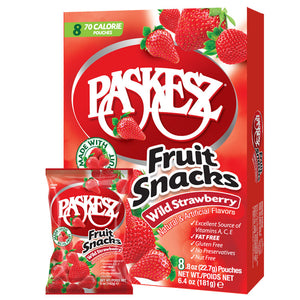 PASKESZ FRUIT SNACKS WILD STRAWBERRY 8-PACK 181G X 12