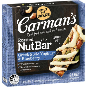 CARMANS NUT BARS GREEK STYLE YOGHURT & BLUEBERRY  5PK 160G (B5NG)
