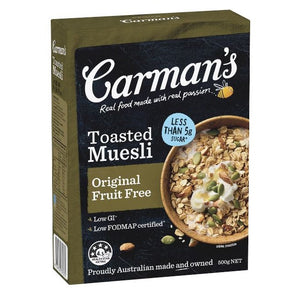 CARMANS MUESLI ORIGINAL FRUIT FREE 500G (M60) X 6