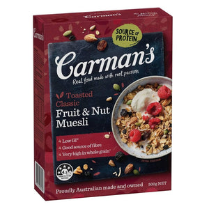 CARMANS MUESLI CLASSIC TOASTED FRUIT 500G (M6C) X 6