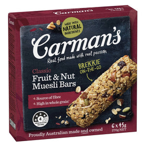 CARMANS BARS MUESLI CLASSIC FRUIT 6 PACK 270G (B6C) X 6