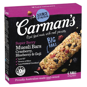 CARMANS BARS MUESLI SUPERBERRY 6 PACK 270G (B6S) X 6