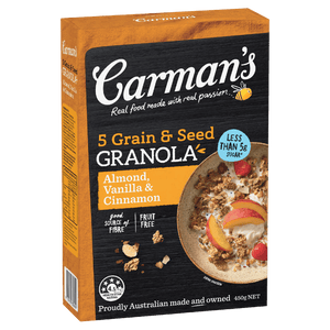 CARMANS GRANOLA 5 GRAIN & SUPERSEED ALMOND VAN&CIN (G6AV) X 6