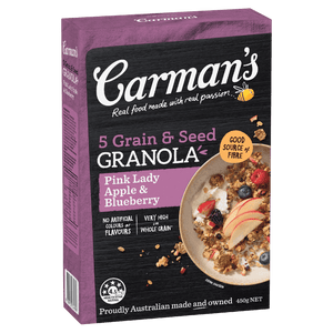CARMANS GRANOLA 5GRAIN SUPERSEED PINKLADY APPLE BLUBERY G6AB X 6