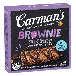 CARMANS BAR AUSSIE OATS CHOC BROWNIE 6X180G (B6OCB) X 6