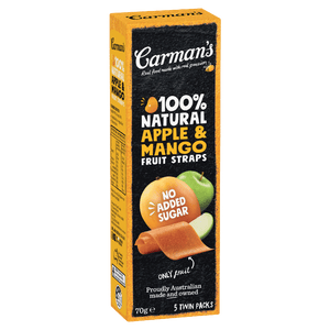 CARMANS FRUIT STRAPS NATURAL APPLE & MANGO 6X6X70G