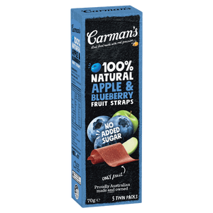 CARMANS FRUIT STRAPS NATURAL APPLE & BLUEBERRY 6X6X70G