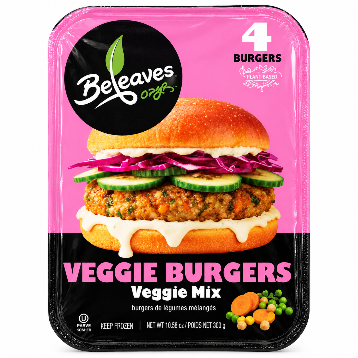 BELEAVES FROZEN BURGERS MIXED VEGETABLES 300 G X 12