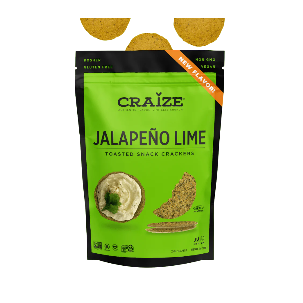 CRAIZE TOASTED SNACK CRACKERS JALAPENO LIME 6 X 113G