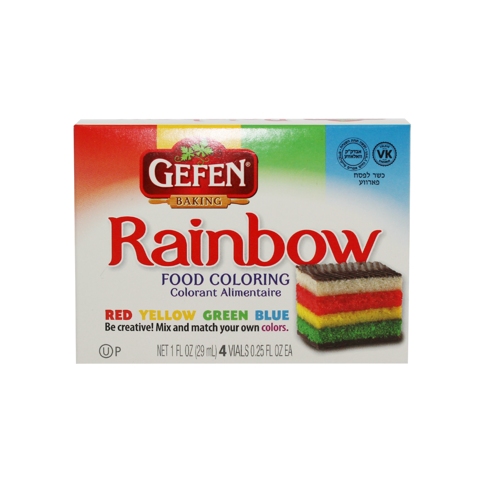 GEFEN FOOD COLORING ASSORTED 4PK 29ML X 12