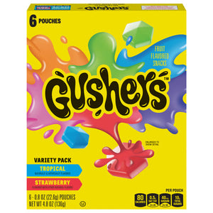 GUSHERS VARIETY PACK TROPICAL & STRAWBERRY 136G X 10