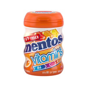 MENTOS GUM BOTTLE CITRUS VITAMINS 30PC 60G SUGAR FREE X 24
