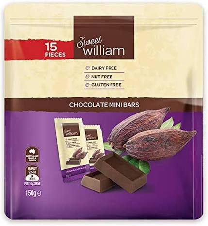 SWEET WILLIAM CHOCOLATE MINI BARS MULTIPACK 150G X 5