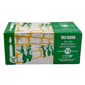MENORA SHABBAT CANDLES 72 DELUXE 4HR X 8