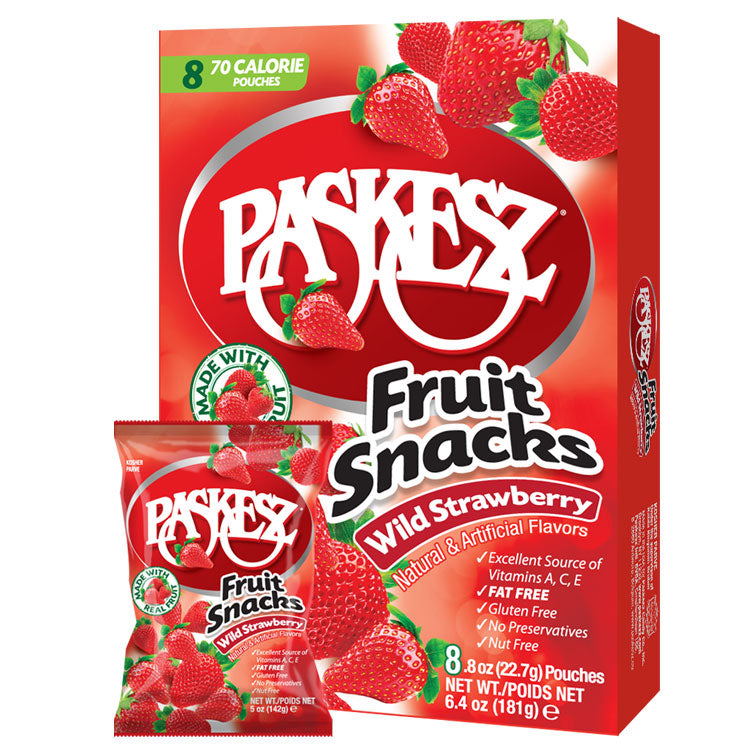 Paskesz Fruit Snacks Wild Strawberry 8 Pack 181Gr