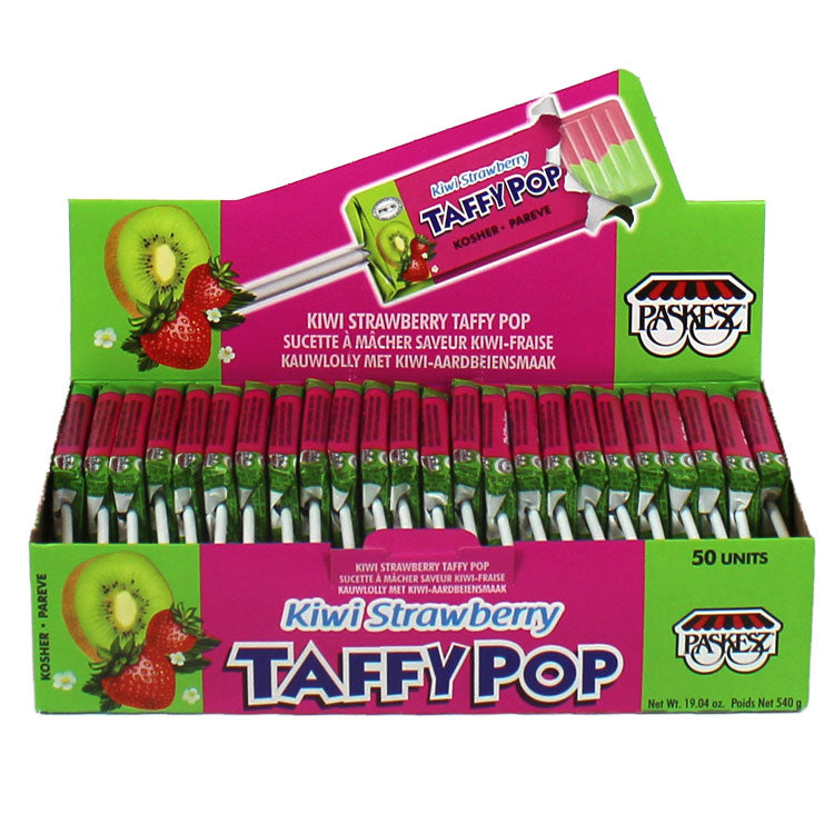 Paskesz Taffy Pops Kiwi Strawberry Display Box 50Pk 540Gr