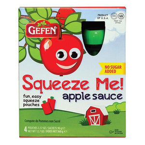 Gefen Apple Sauce Squeeze Me 4 Pouches x 90Gr