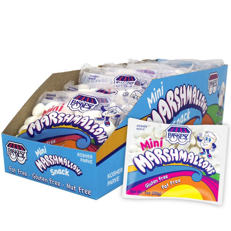 Paskesz Marshmallows Mini White Snack Display Box 28Gr 24 Packs