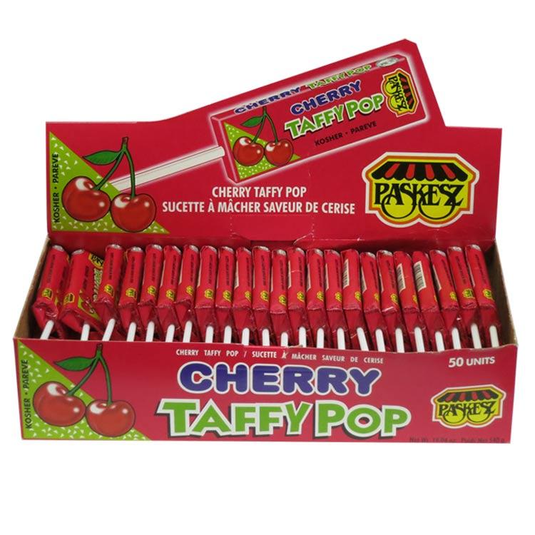 Paskesz Taffy Pops Cherry Display Box 50Pk 540Gr
