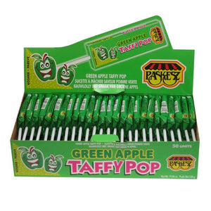 Paskesz Taffy Pops Green Apple Display Box 50Pk 540Gr