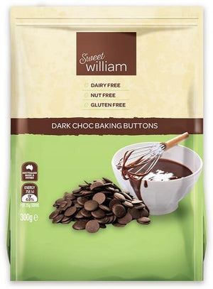 Sweet William Buttons Dark Chocolate Baking 300G