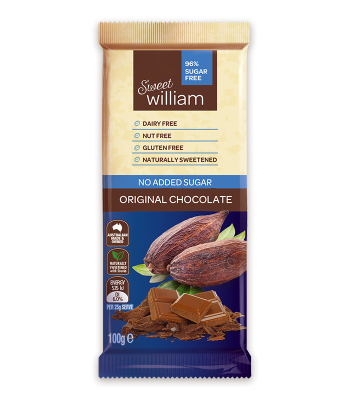 Sweet William Chocolate Original No Added Sugar 100Gr